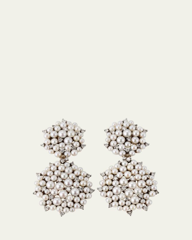 Lagrange 18K Pearl & Diamond Small Double-Dangle Earrings
